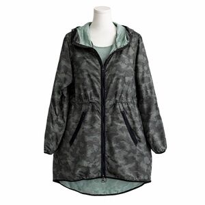 Size L Askya Women’s Camo Hooded Windbreaker Jacket Lightweight Zip Utility Coat